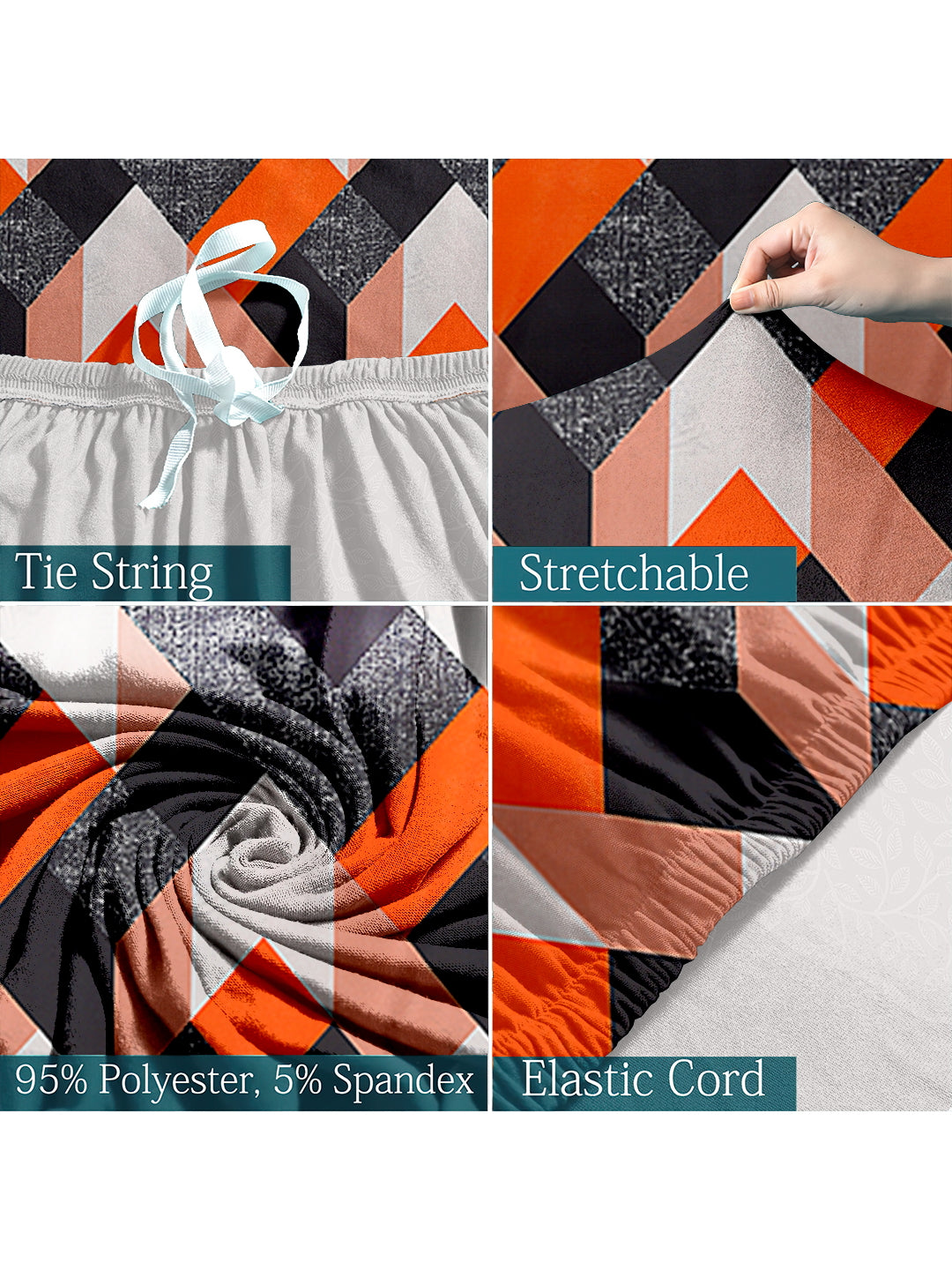 Elastic Stretchable Universal Printed Sofa Cover 2 Seater- Orange
