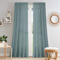 Pack of 2 Solid Linen Sheer Door Curtains- Grey Melange