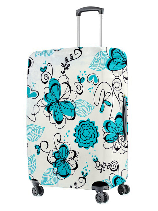 Stretchable Printed Protective Luggage Bag Cover Large- Turquoise