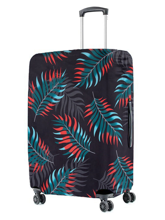 Stretchable Printed Protective Luggage Bag Cover Large- Black