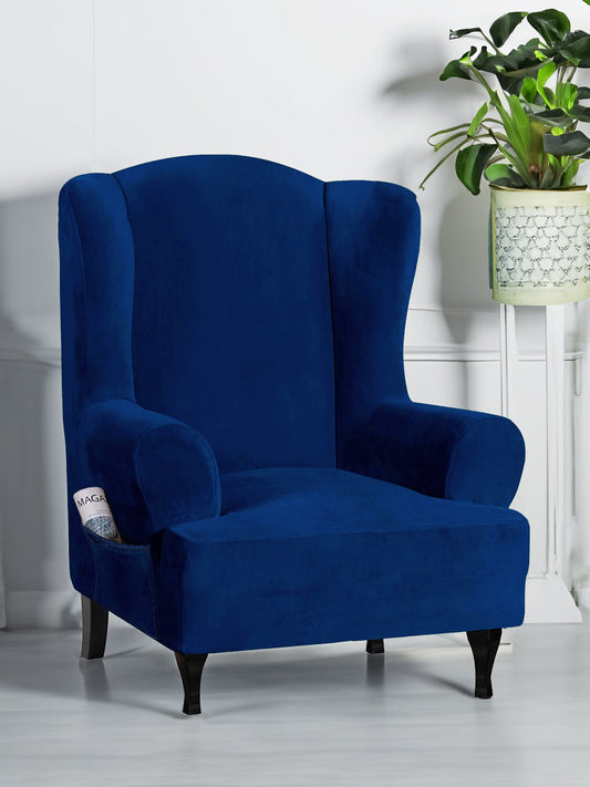 stretchable-velvet-wingback-chair-cover-navy-blue