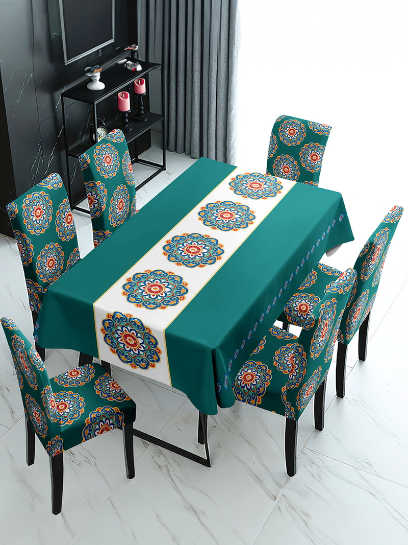 stretchable-printed-table-cover-and-printed-set-green