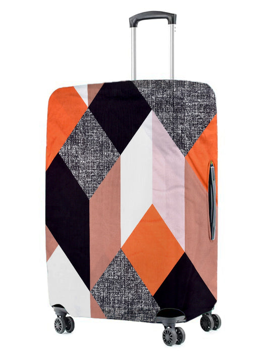 Stretchable Printed Protective Luggage Bag Cover Medium- Orange