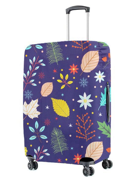 Stretchable Printed Protective Luggage Bag Cover Large- Purple