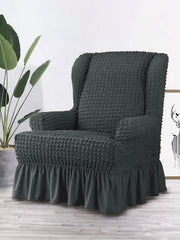 Stretchable Bubble Wingback Chair Cover-Maroon