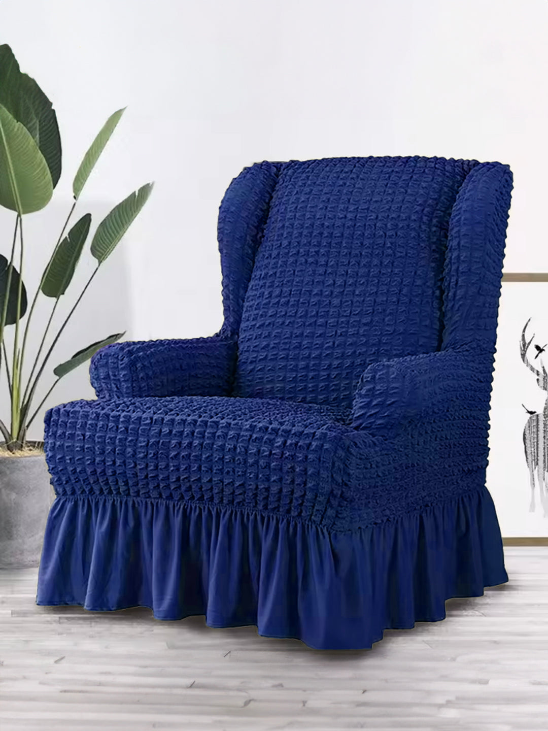 stretchable-bubble-wingback-chair-cover-navy-blue