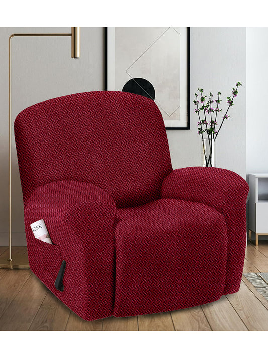 Stretchable Jacquard Knitted Recliner Cover- Maroon