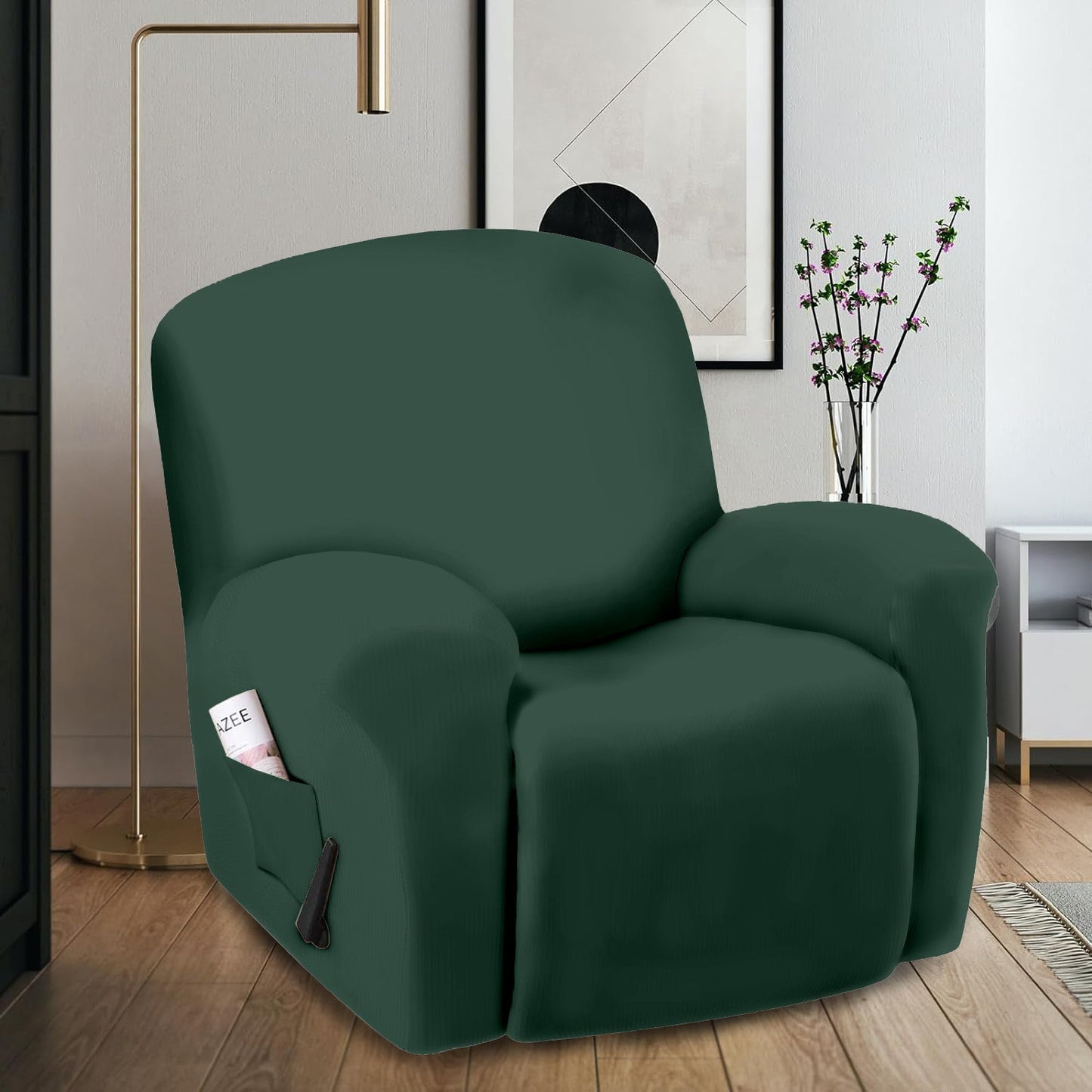 Stretchable Polyester Solid Recliner Cover- Green