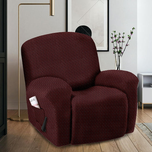 Stretchable Jacquard Knitted Recliner Cover-Burgundy