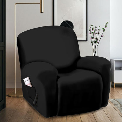 Stretchable Polyester Solid Recliner Cover- Black