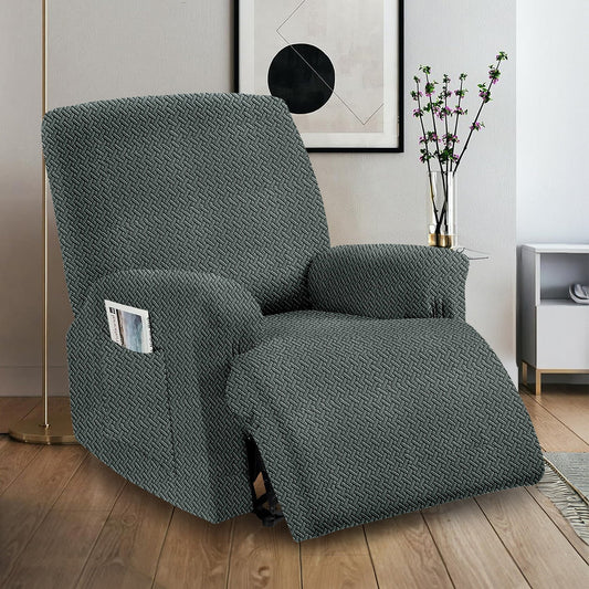 Stretchable Jacquard Knitted Recliner Cover- Dark Grey