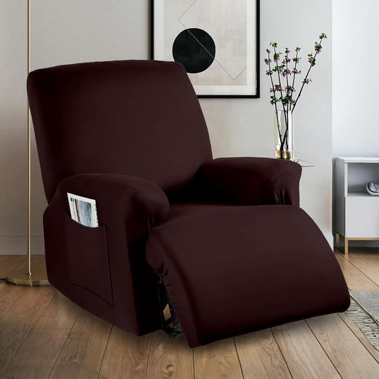 Stretchable Polyester Solid Recliner Cover- Dark Brown