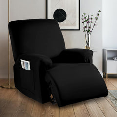 Stretchable Polyester Solid Recliner Cover- Black