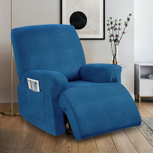 Stretchable Jacquard Knitted Recliner Cover- Blue