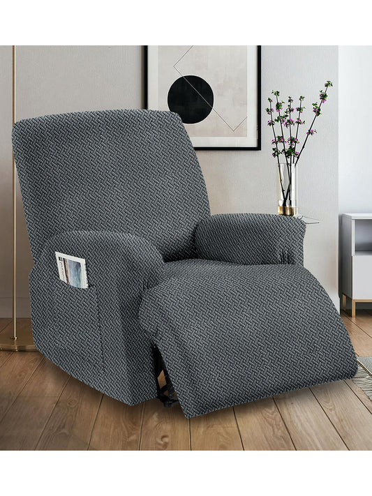 Stretchable Jacquard Knitted Recliner Cover- Light Grey
