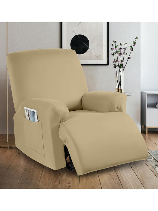 Stretchable Polyester Solid Recliner Cover- Cream