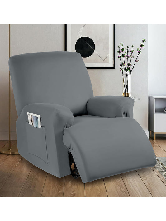 Stretchable Polyester Solid Recliner Cover- Light Grey