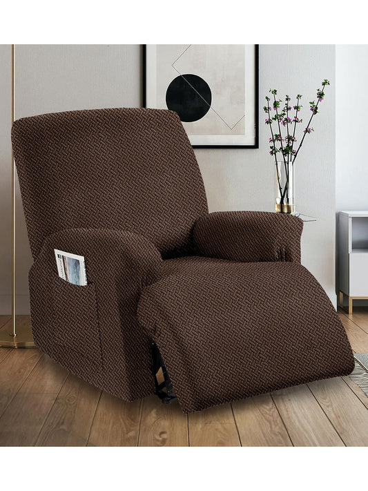 Stretchable Jacquard Knitted Recliner Cover- Brown