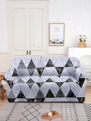 ElasticGeometric Printed Sofa Cover 2 Seater-Grey