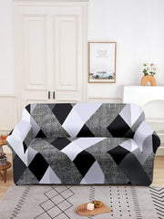 ElasticGeometric Printed Sofa Cover 2 Seater-Multi