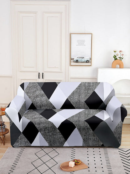 ElasticGeometric Printed Sofa Cover 3 Seater-Multi