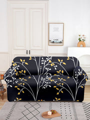 ElasticFloral  Printed Sofa Cover 2 Seater-Black