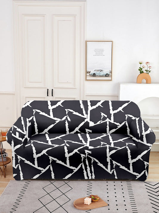 Elastic Digital Printed Sofa Cover 3 Seater- Black