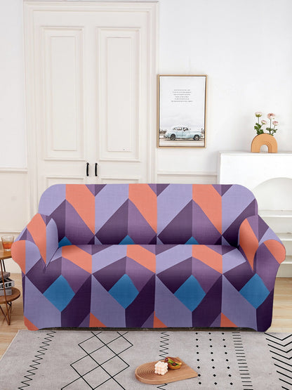 Elastic Geometric Printed Sofa Cover 3 Seater- Multicolour