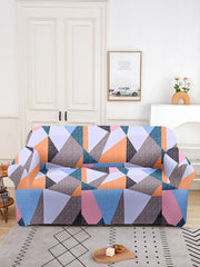 ElasticGeometric Printed Sofa Cover 3 Seater-Multi