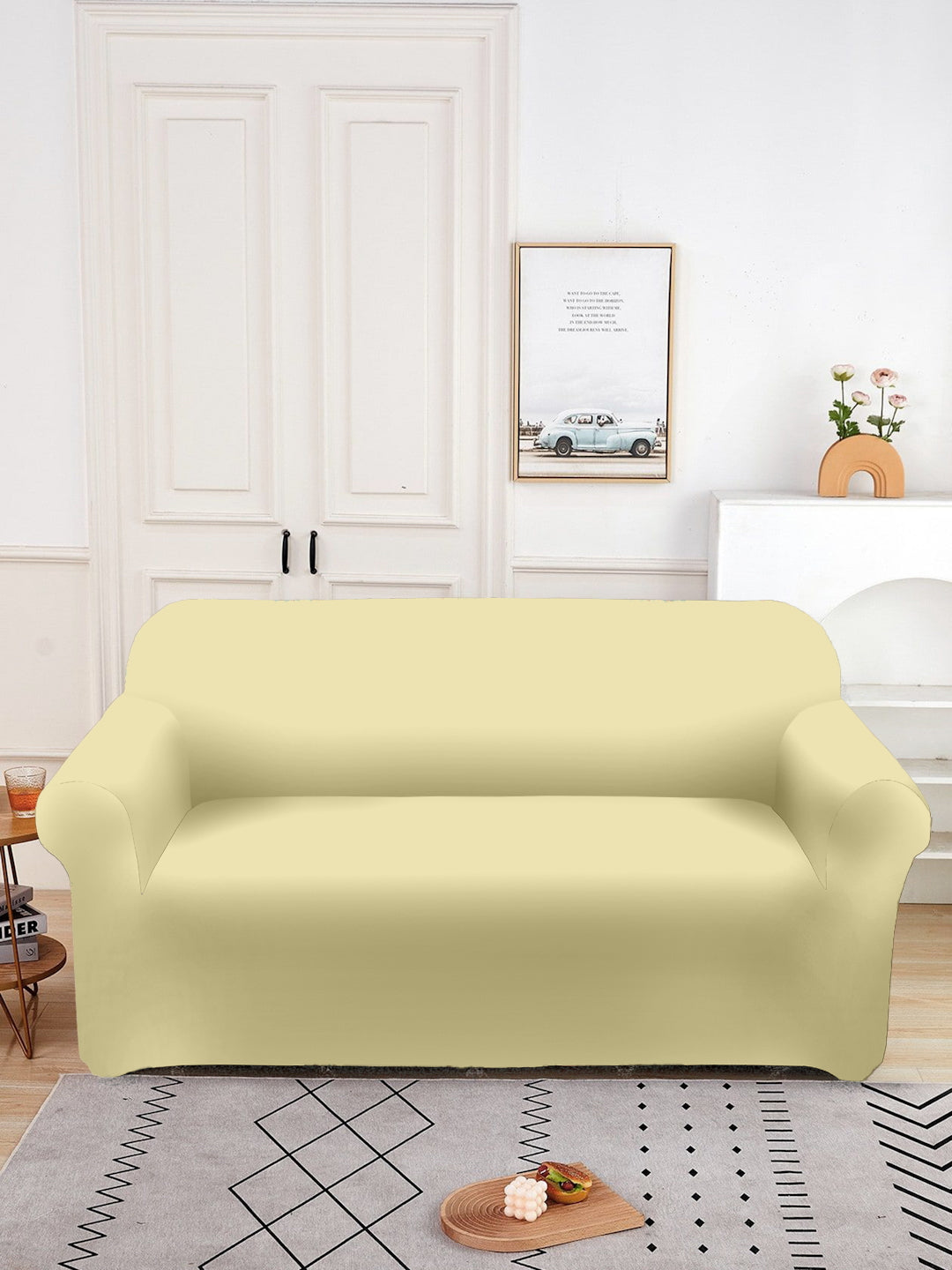 Elastic Stretchable Sofa Cover 2 Seater- Cream