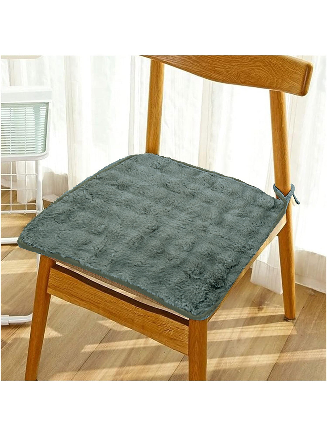 Pack of 6 Protective Premium Fur Chair Pad Cover- Grey
