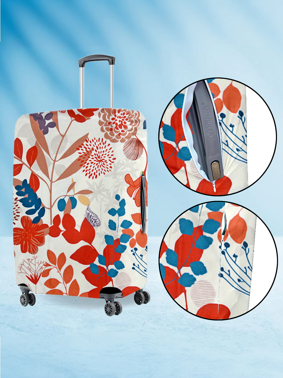 Stretchable Printed Protective Luggage Bag Cover Large- White
