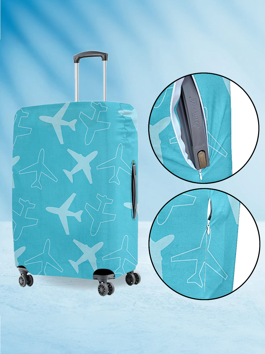 Stretchable Printed Protective Luggage Bag Cover Medium- Blue