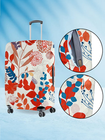 Stretchable Printed Protective Luggage Bag Cover Small- White
