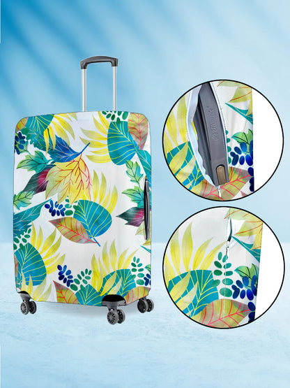 Stretchable Printed Protective Luggage Bag Cover Medium- Green