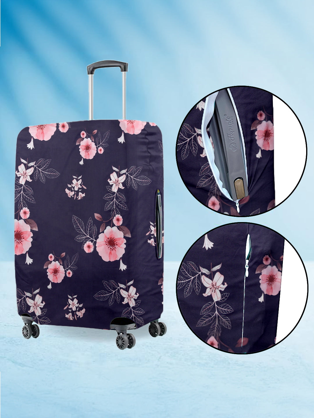 Stretchable Printed Protective Luggage Bag Cover Large- Violet