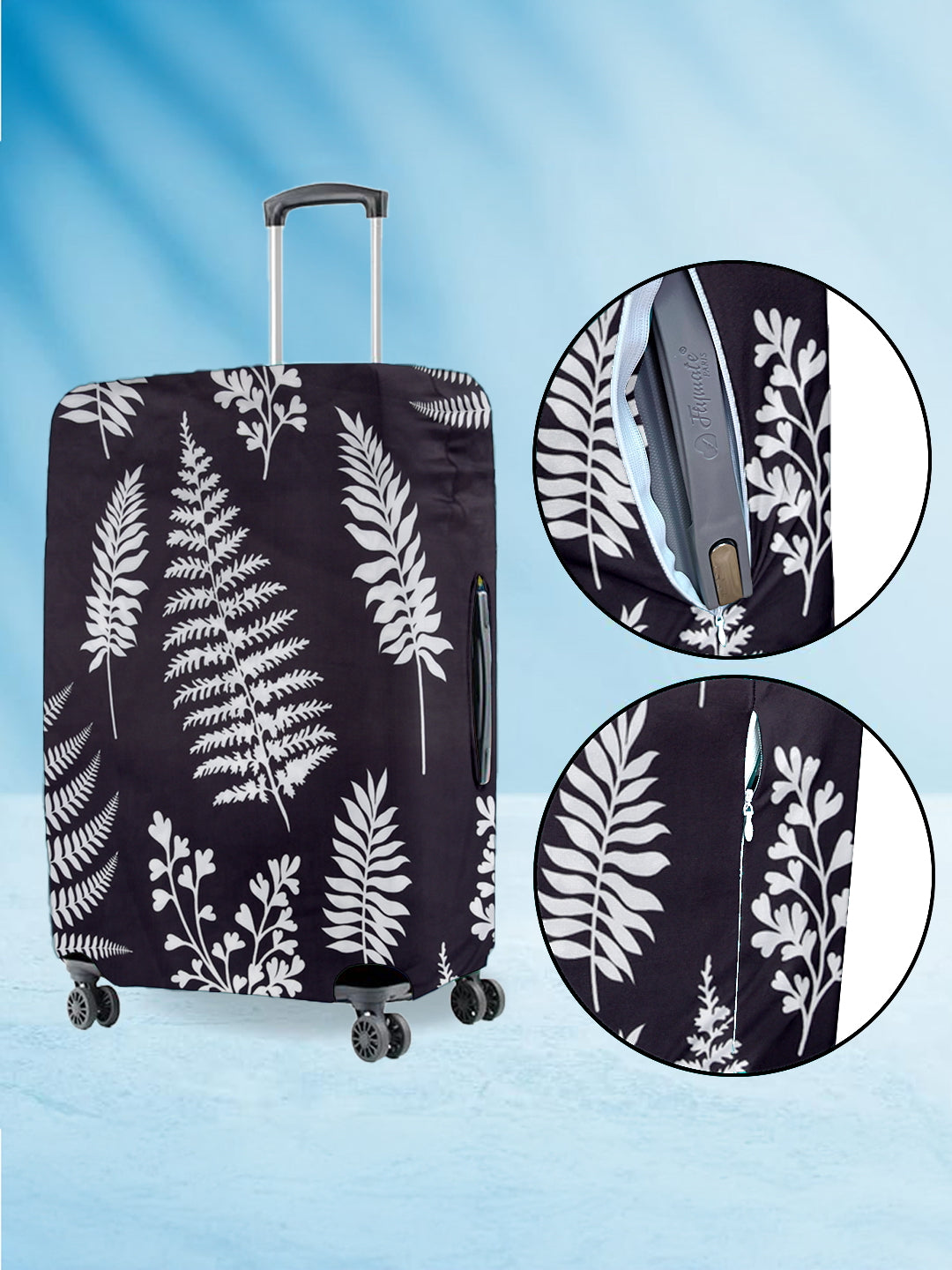 Stretchable Printed Protective Luggage Bag Cover Large- Black & White