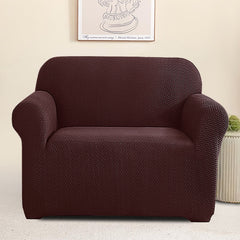 Elastic Stretchable Jacquard Sofa Cover 1 Seater-Brown