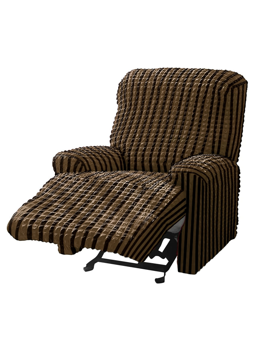 Stretchable Bubble Recliner Cover With Skirt-Brown