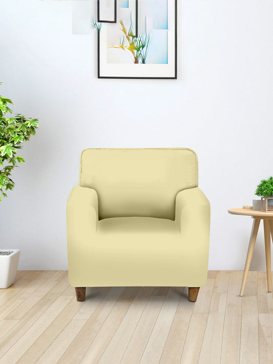 Elastic Stretchable Sofa Cover 1 Seater- Cream