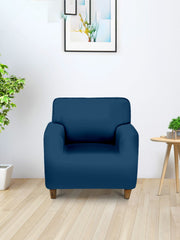 Elastic Stretchable Sofa Cover 1 Seater-Dark Blue