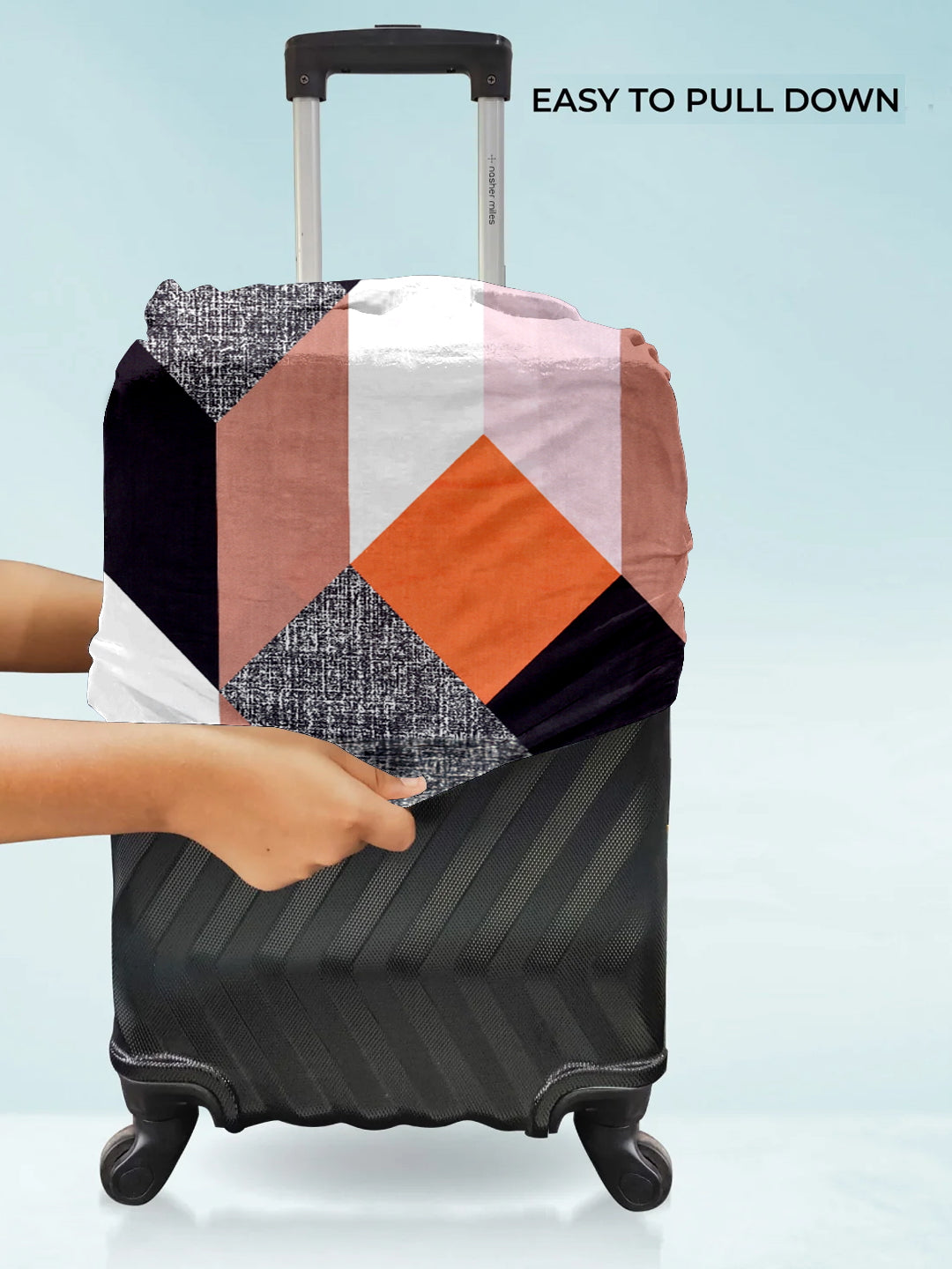 Stretchable Printed Protective Luggage Bag Cover Medium- Orange