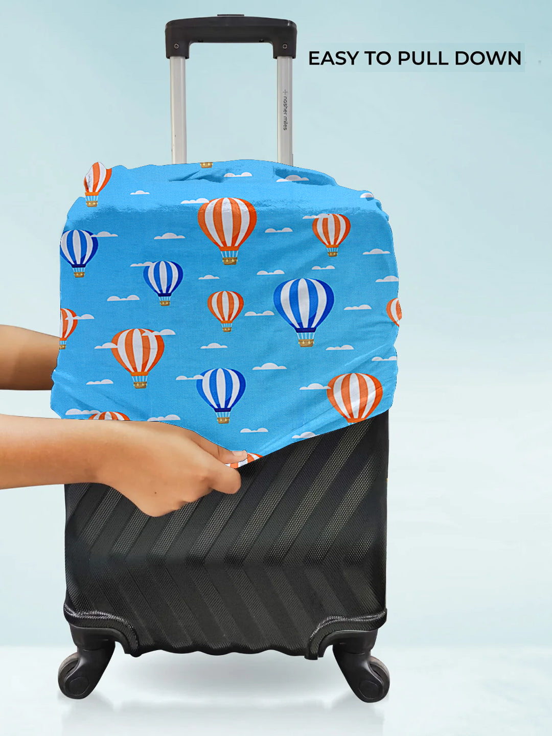 Stretchable Printed Protective Luggage Bag Cover Large- Light Blue