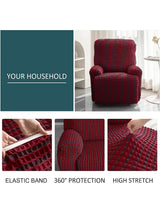 Stretchable Bubble Recliner Cover With Skirt-Maroon