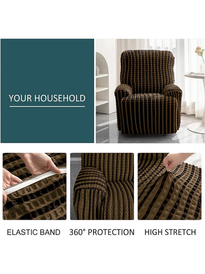 Stretchable Bubble Recliner Cover With Skirt-Brown