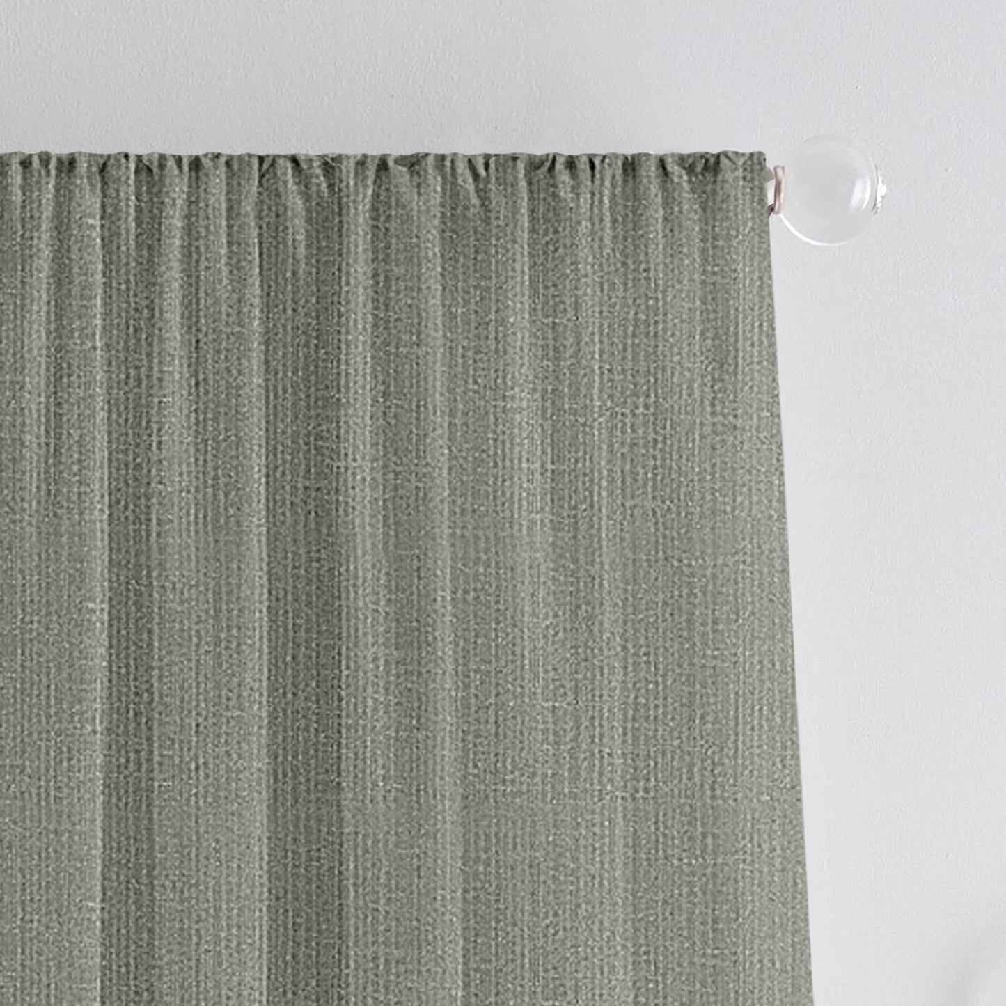 Pack of 2 Solid Linen Sheer Long Door Curtains- Grey