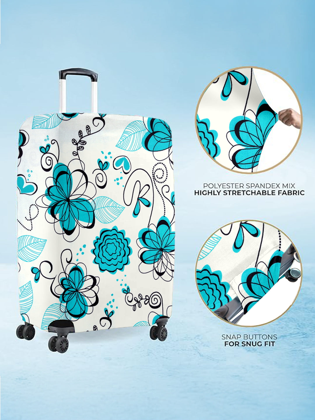 Stretchable Printed Protective Luggage Bag Cover Small- Turquoise