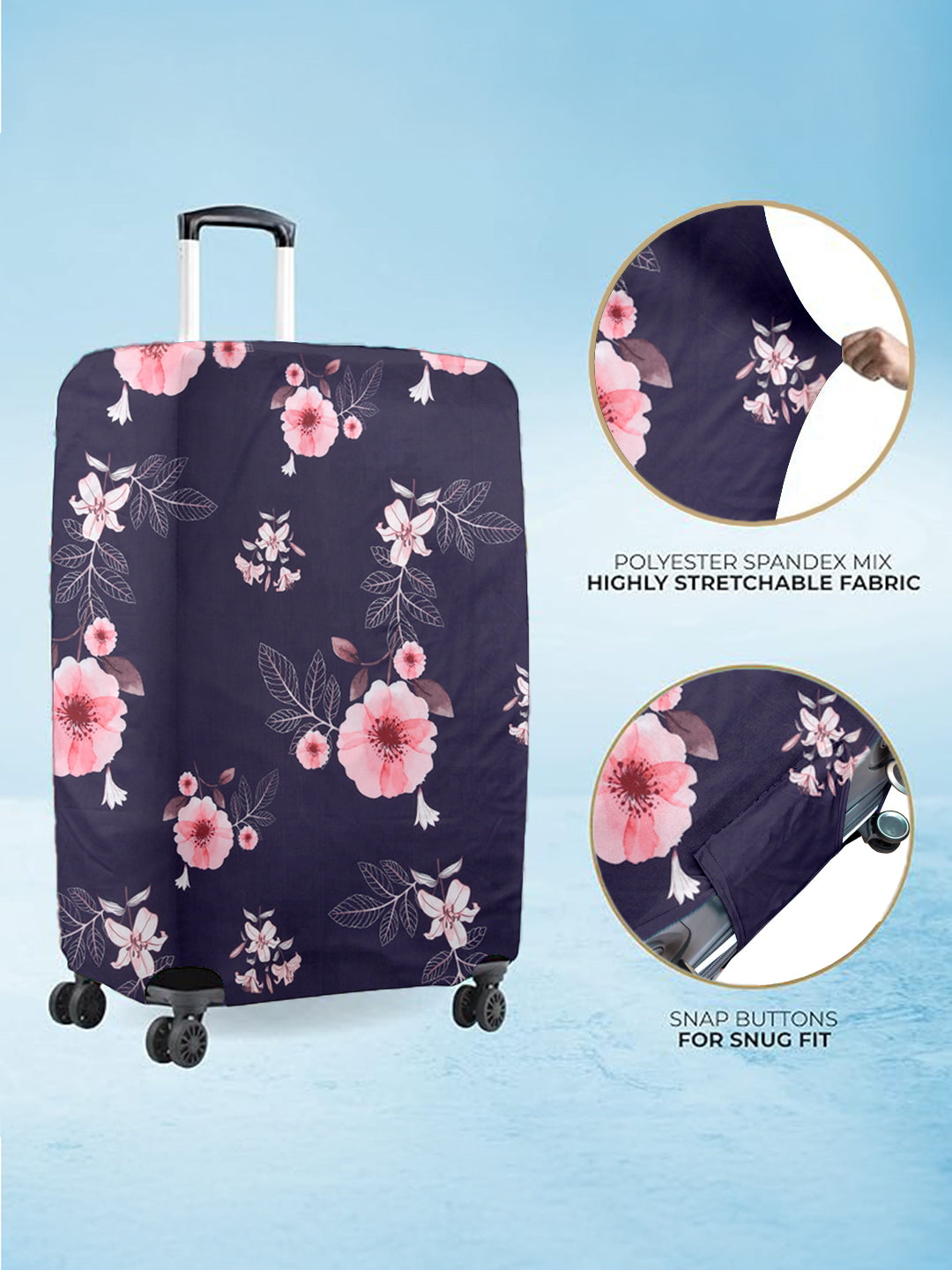 Stretchable Printed Protective Luggage Bag Cover Medium- Violet
