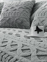 Durable Microfiber Sofa Toper Set | Solid Grey Chenille |Machine Washable with Straps