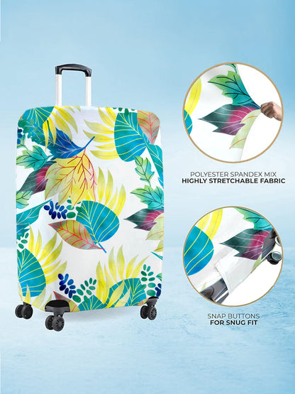 Stretchable Printed Protective Luggage Bag Cover Medium- Green